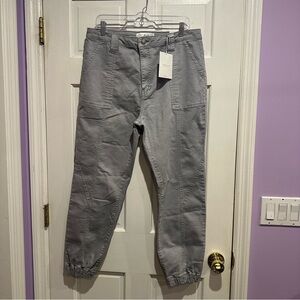 NWT KanCan High Rise Jogger Pants Gray Stretch Denim Size 13/30